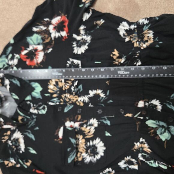 Torrid Floral Button Front Collared Midi Shirt Dress 3/4 Sleeve Black Size 1 - Picture 16 of 16